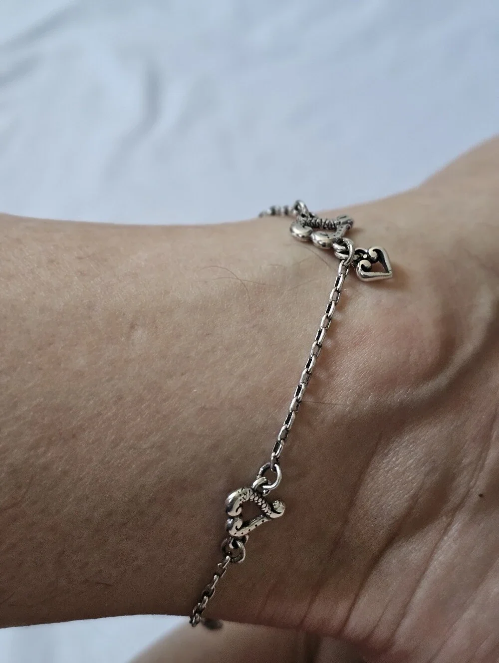 Brighton Tuscan Heart Anklet J90550 Silver Adjustable 9–10